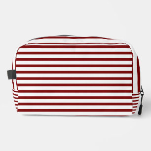 White & Deep Red Line Art Toiletry Bag