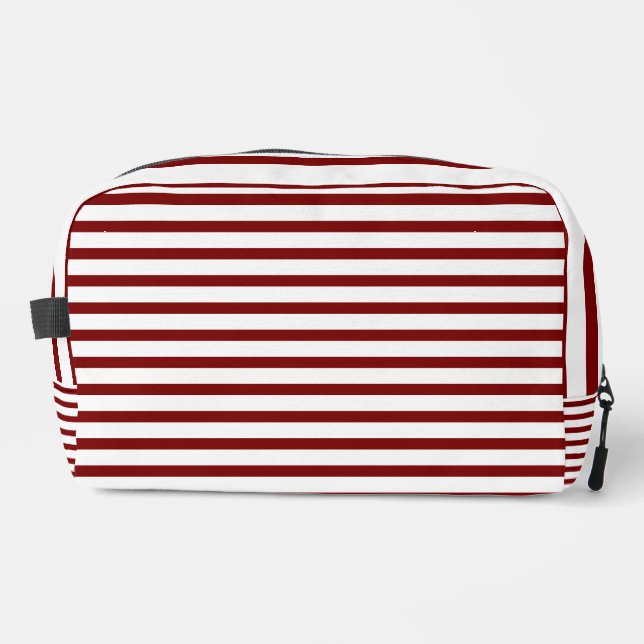 White & Deep Red Line Art Toiletry Bag  (Front)