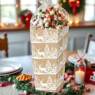 White deer and trees on craft paper look Christmas Favour Box