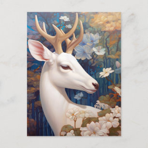 White Deer Beautfiul Fantasy Art Postcard