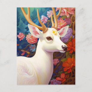 White Deer Beautfiul Fantasy Art Postcard