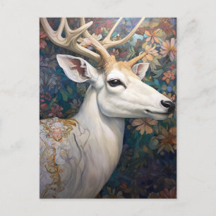 White Deer Beautfiul Fantasy Art Postcard