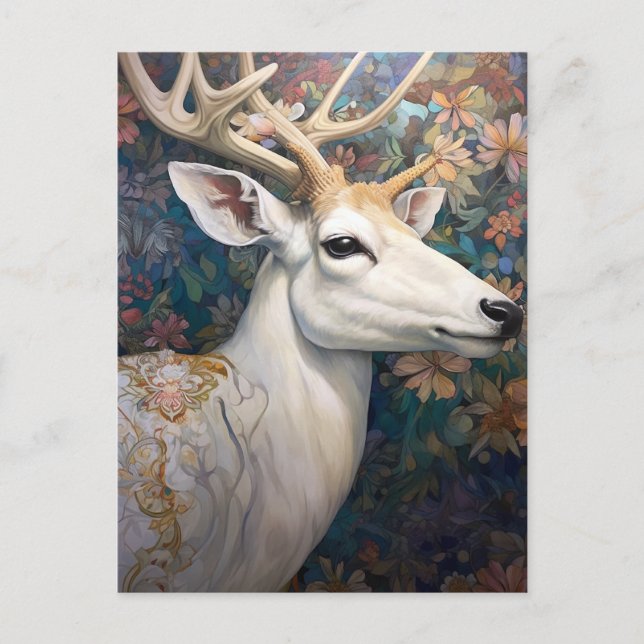 White Deer Beautfiul Fantasy Art Postcard (Front)