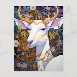 White Deer Beautfiul Fantasy Art Postcard