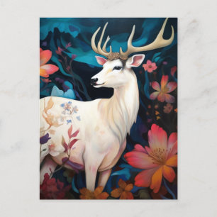 White Deer Beautfiul Fantasy Art Postcard