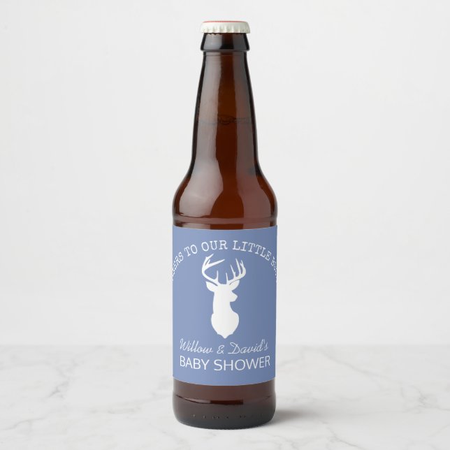 White Deer Buck Silhouette Beer Bottle Label Boy (Front)