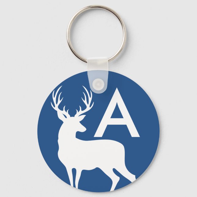 White Deer Buck Silhouette Keychain (Front)