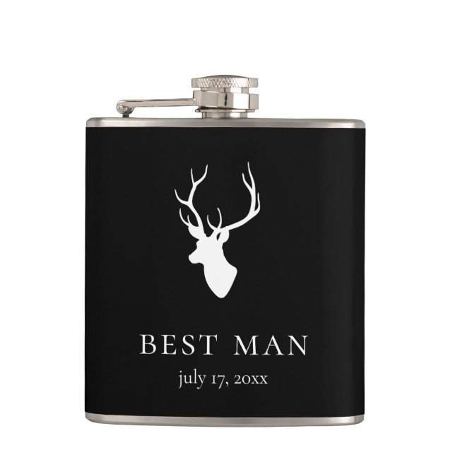 White Deer Head Hip Flask (Front)