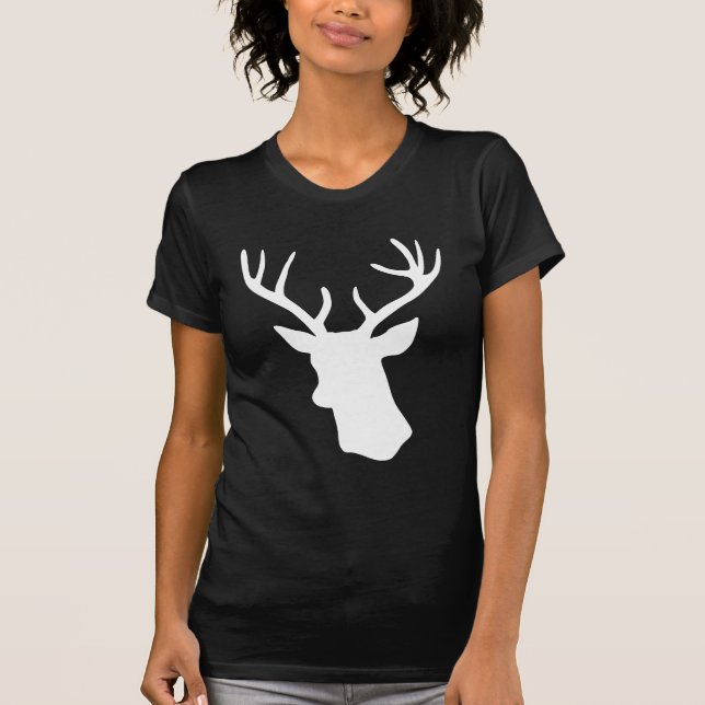 White Deer Head Silhouette - Dark T-shirt (Front)