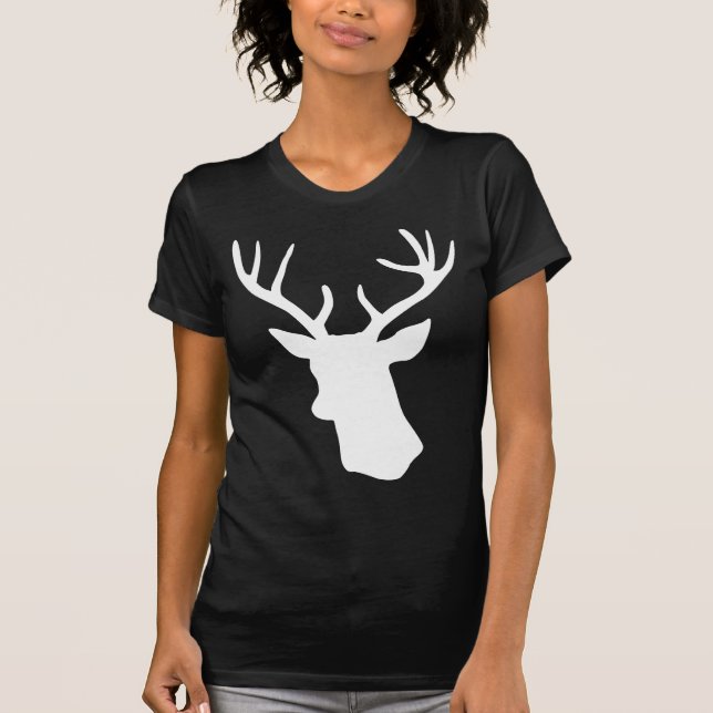 White Deer Head Silhouette - Dark T-shirt (Front)