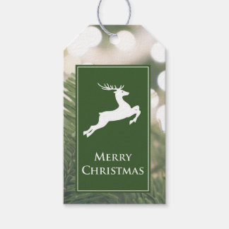 White Deer on Green Gift Tag