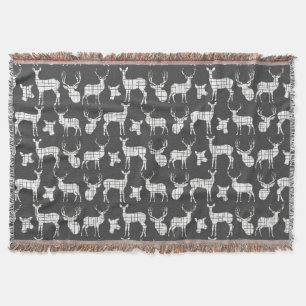 White Deer on Grey Throw Blanket