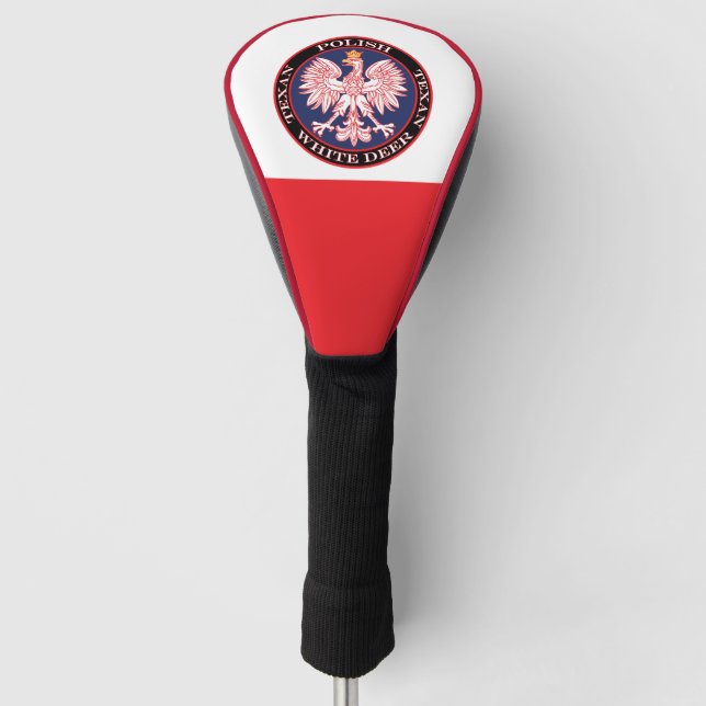 White Deer Round Polish Texan Golf Head Cover (Front)
