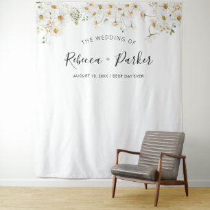 White delcate daisy WEDDING Backdrop Photo booth Tapestry