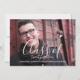 White Delicate Class of 2018 Photo Graduation Announcement