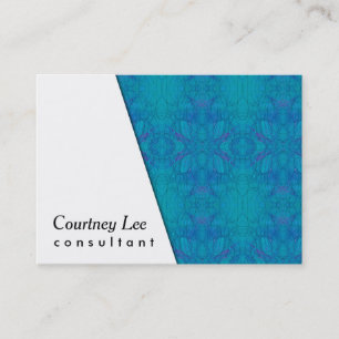 White Diagonal & Kaleidoscopic Blue, Green, Purple Business Card