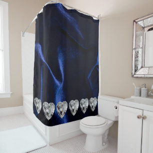 White Diamond Blue Shower Curtain