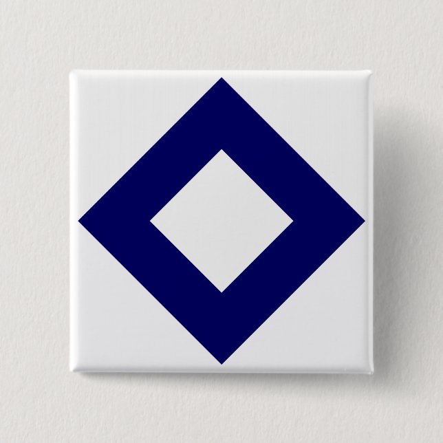 White Diamond, Bold Blue Border 15 Cm Square Badge (Front)