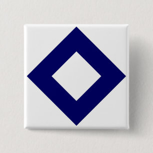 White Diamond, Bold Blue Border 15 Cm Square Badge