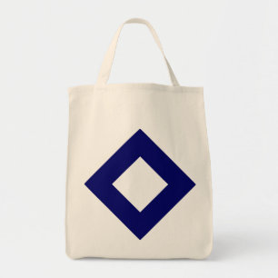 White Diamond, Bold Blue Border Tote Bag