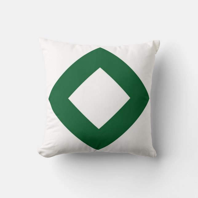 White Diamond, Bold Green Border Cushion (Front)