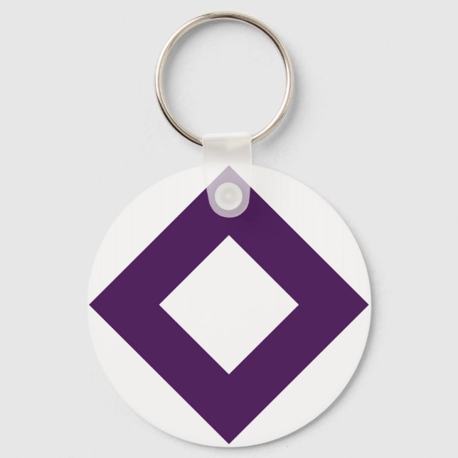 White Diamond, Bold Purple Border Key Ring (Front)