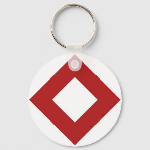 White Diamond, Bold Red Border Key Ring