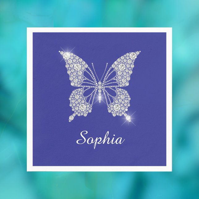 White Diamond Butterfly, Script Name, Deep Blue Napkin (Creator Uploaded)