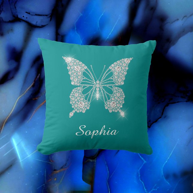 White Diamond Butterfly, Script Name, Deep Teal Cushion (Creator Uploaded)