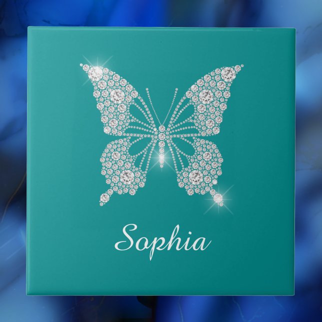 White Diamond Butterfly, Script Name, Deep Teal Tile (Creator Uploaded)
