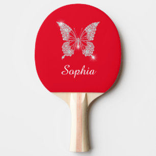 White Diamond Butterfly Sparkle Script Name, Red Ping Pong Paddle
