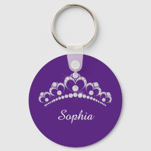 White Diamond Crown, DIY Script Name, Royal Purple Key Ring