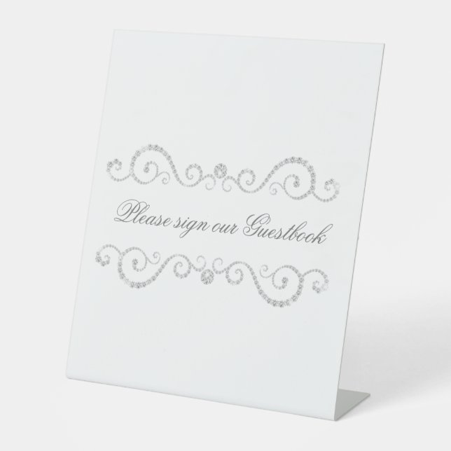 White Diamond Element Sign Our Wedding Guestbook (Front)
