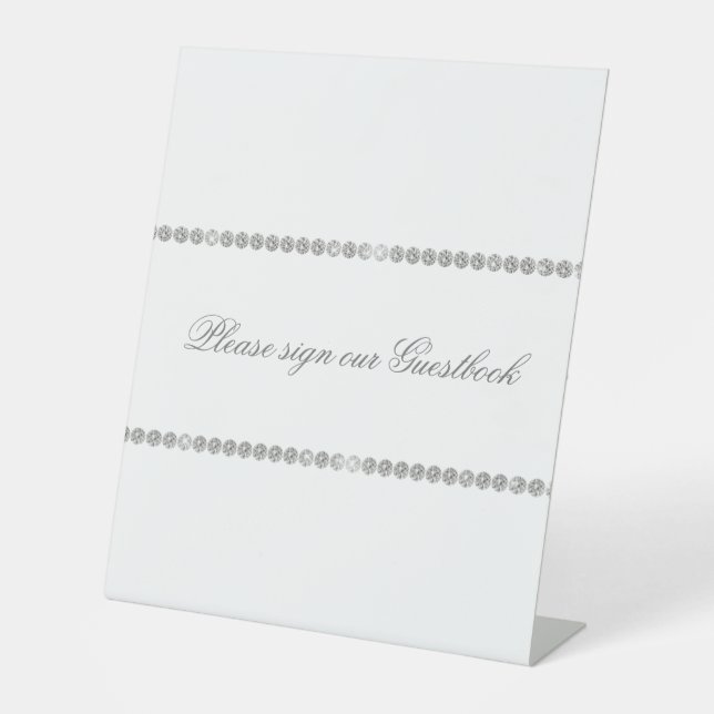 White Diamond Element Sign Our Wedding Guestbook (Front)