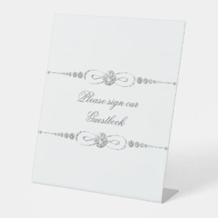 White Diamond Element Wedding Sign Our Guestbook