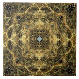 White Diamond Gold Lace on Black Ceramic Tile
