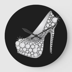 White Diamond High Heel Large Clock