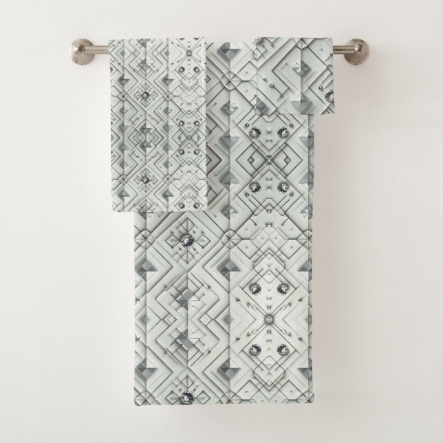 White Diamond Mid Century Modern Towel Set (Insitu)