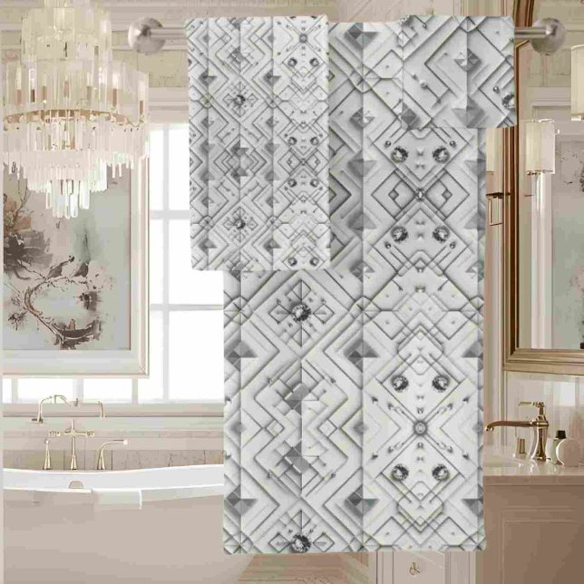 White Diamond Mid Century Modern Towel Set (Creator Uploaded)