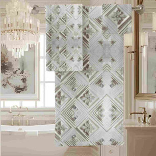 White Diamond Mid Century Modern Towel Set