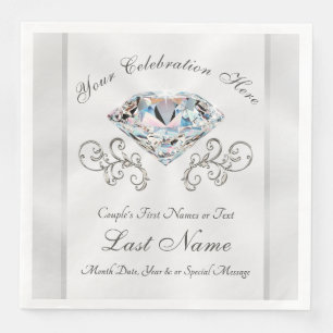 White Diamond Napkins Personalised Wedding Napkins