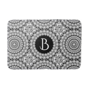 White Diamond Print Geometric pattern Bath Mat