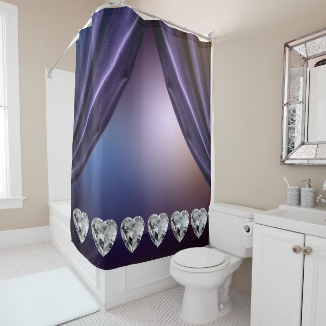 White Diamond Purple Shower Curtain (In Situ)