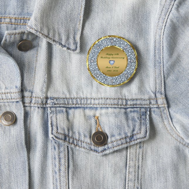 White Diamonds 6 Cm Round Badge (In Situ)