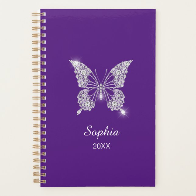 White Diamonds Butterfly Script Name, Royal Purple Planner (Front)