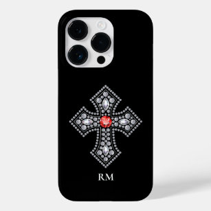 White Diamonds Cross Red Gem Accent Case-Mate iPhone 14 Pro Case