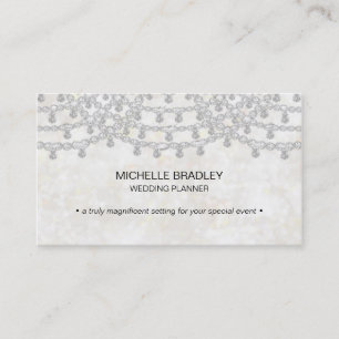 White Diamonds Glamour Glowing Lights Orbs Sparkle Business Card