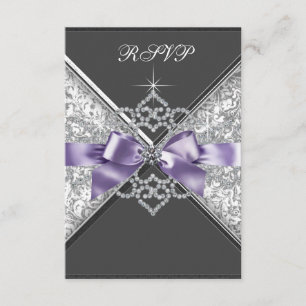 White Diamonds Lavender Purple RSVP Card