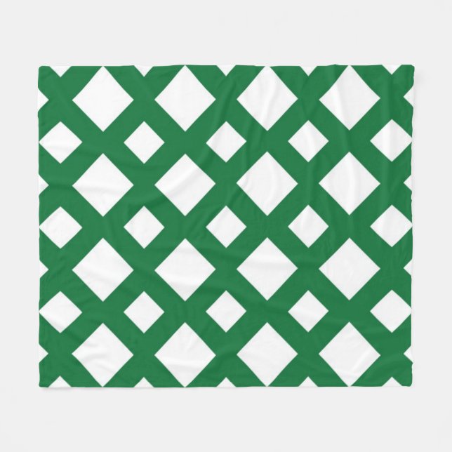 White Diamonds on Green Fleece Blanket (Front (Horizontal))