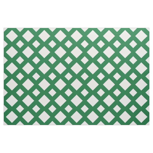 White Diamonds on Green Geometric Fabric (Fat Quarter)